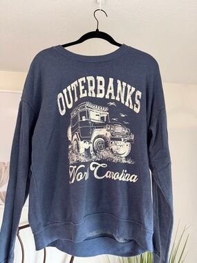 Altar'd State Navy Crewneck Sweatshirt with White Outerbanks Graphic